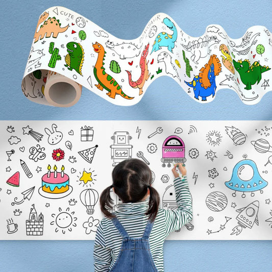 Rollo Papel Colorear DIY 300cm Niños - Papel Graffiti Adhesivo Educativo