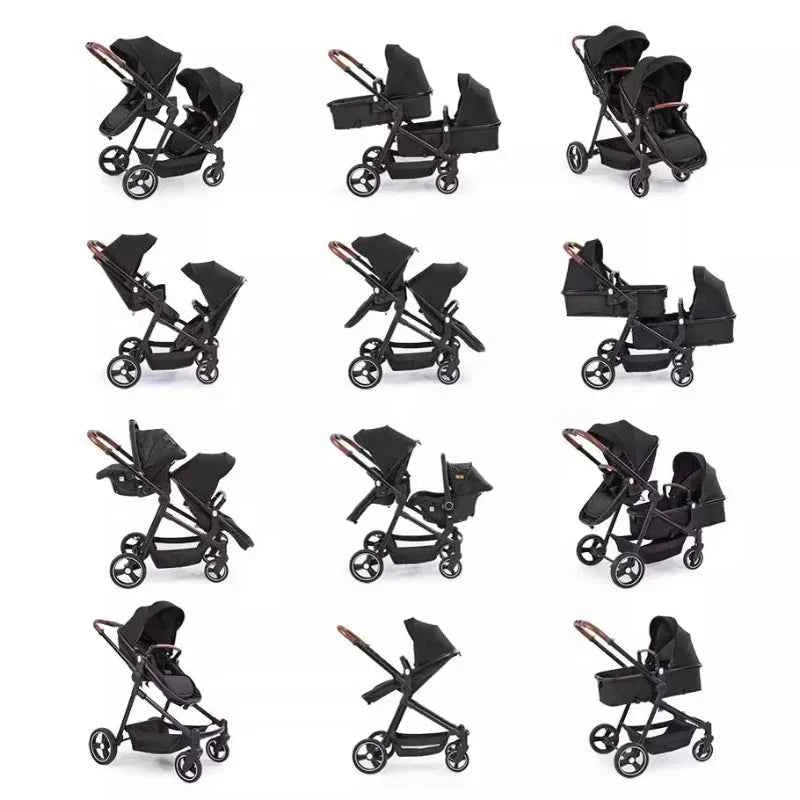 Cochecito Gemelar 3 en 1 Ultra Ligero 2 Sillas Coche - Plegable Multifuncional Gemelos