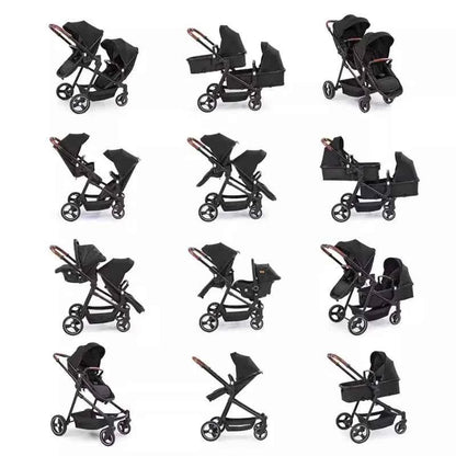 Cochecito Gemelar 3 en 1 Ultra Ligero 2 Sillas Coche - Plegable Multifuncional Gemelos