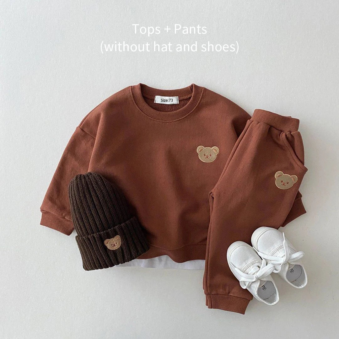 Conjunto Ropa Bebé Niño Niña Otoño - Sudadera Oso Deportivo + Pantalón 2 Piezas - Huellitas de Vida