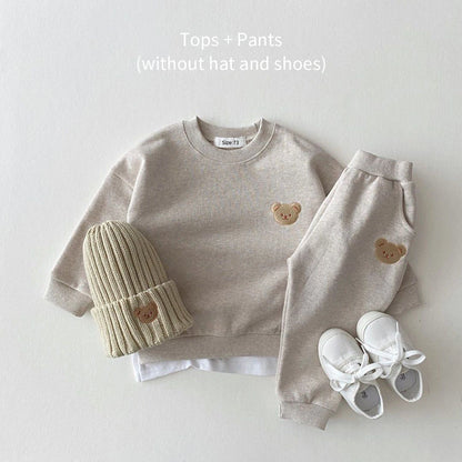 Conjunto Ropa Bebé Niño Niña Otoño - Sudadera Oso Deportivo + Pantalón 2 Piezas - Huellitas de Vida
