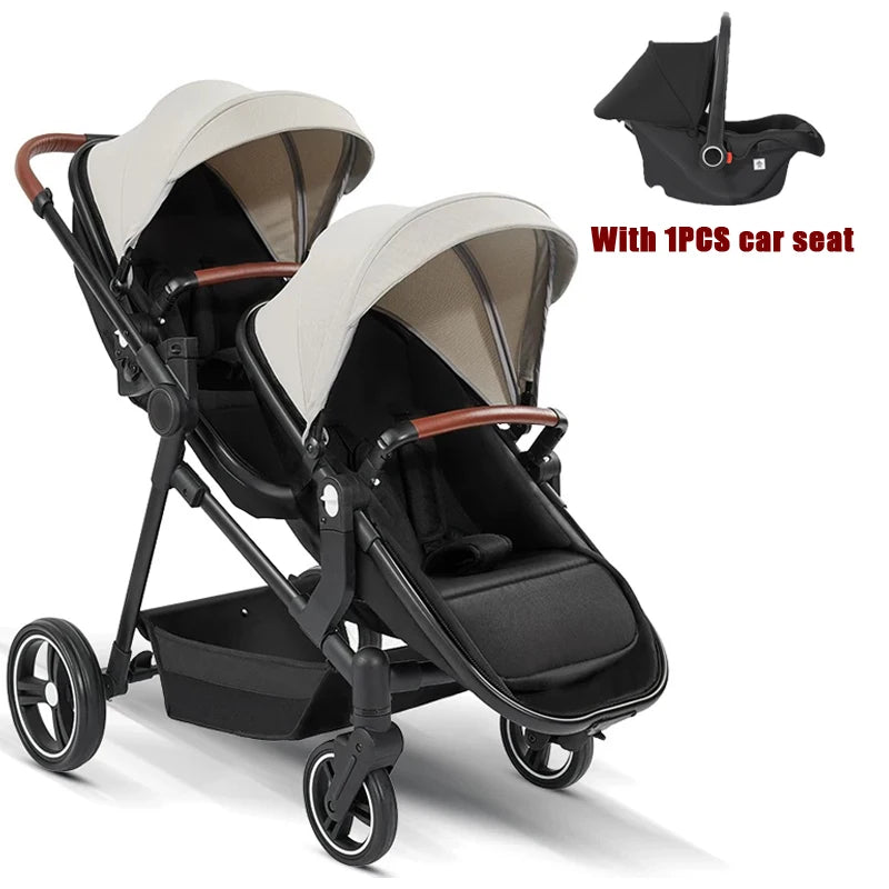 Cochecito Gemelar 3 en 1 Ultra Ligero 2 Sillas Coche - Plegable Multifuncional Gemelos