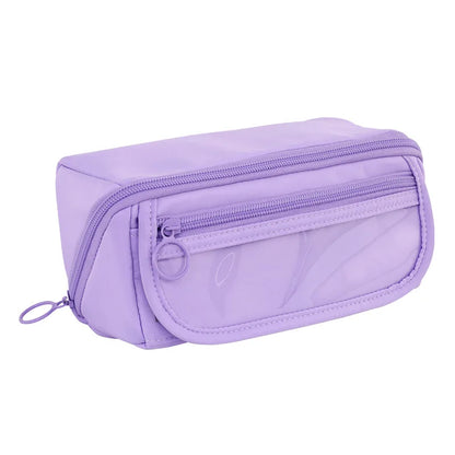 Estuche Escolar Transparente Large - 3 Compartimientos Korea Pouch Cute - Huellitas de Vida