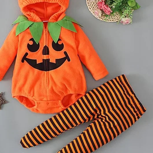 Disfraz Calabaza Bebé Halloween - Conjunto Felpa Capucha 2 Piezas 0-12M - Huellitas de Vida