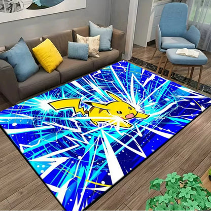 Alfombra Pikachu Pokémon 120x160cm - Tapete Antideslizante Habitación Niños Sala Juegos Anime - Huellitas de Vida