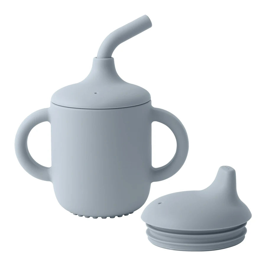Vaso Sippy Silicona Bebé Doble Tapa - Botella Agua Portátil Aprendizaje Alimentación Sin BPA - Huellitas de Vida