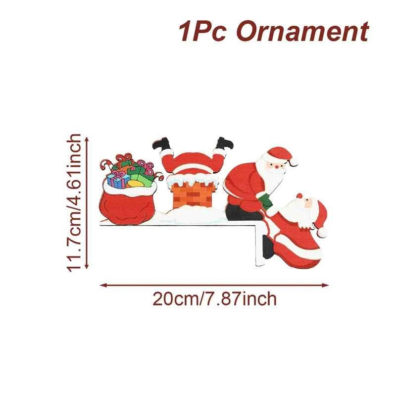Adorno Navidad Madera Papá Noel Muñeco Nieve - Decoración Árbol 2025 Año Nuevo 2026