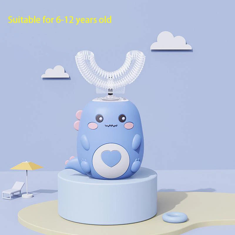Cepillo Eléctrico Forma U Niños 360° - Cepillo Dientes Automático Recargable Silicona Rosa - Huellitas de Vida