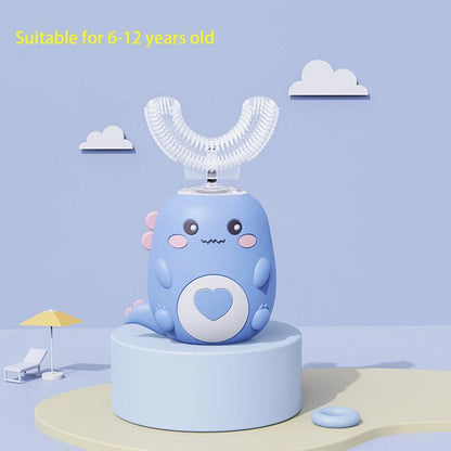 Cepillo Eléctrico Forma U Niños 360° - Cepillo Dientes Automático Recargable Silicona Rosa - Huellitas de Vida