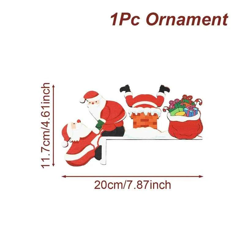 Adorno Navidad Madera Papá Noel Muñeco Nieve - Decoración Árbol 2025 Año Nuevo 2026