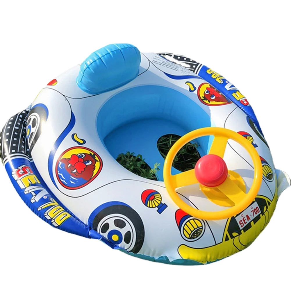 Flotador Bebé Piscina con Sombrilla - Asiento Hinchable Seguridad Natación Juguete Acuático - Huellitas de Vida