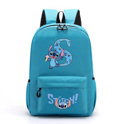 Mochila Disney Stitch para Niños - Letras A-Z Escolar Ligera y Adorable - Huellitas de Vida