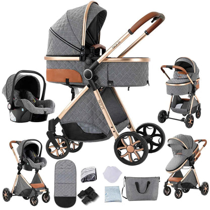 Cochecito Bebé 3 en 1 con Base ISOFIX - Plegado con Una Mano, Sistema de Viaje para Recién Nacidos y Niños