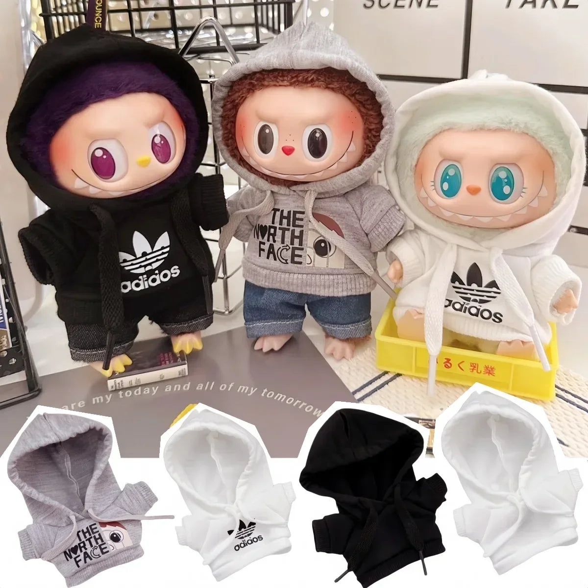 Set Sudadera y Pantalones para Labubu 15-17cm - Fashion Hoodie Universal - Huellitas de Vida