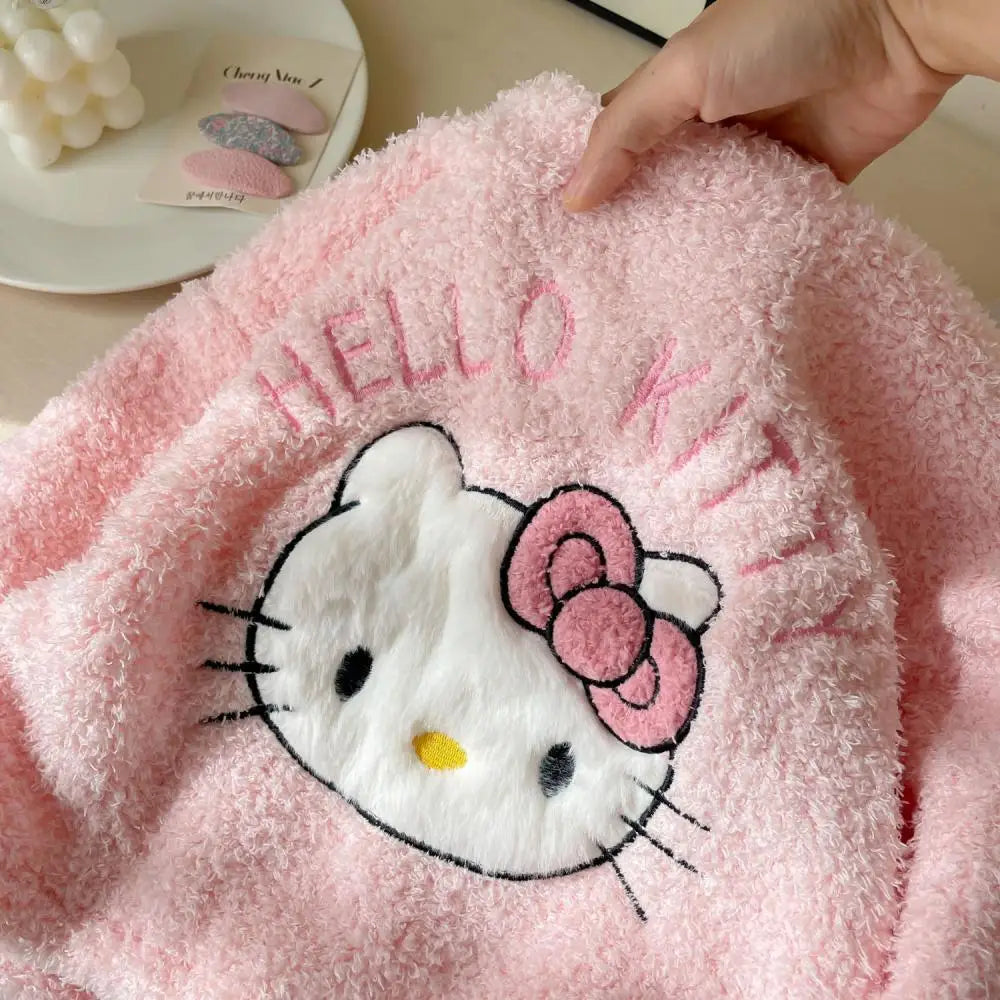 Pijama Hello Kitty Niña Franela - Conjunto 2 Piezas Kawaii Invierno Cálido - Huellitas de Vida
