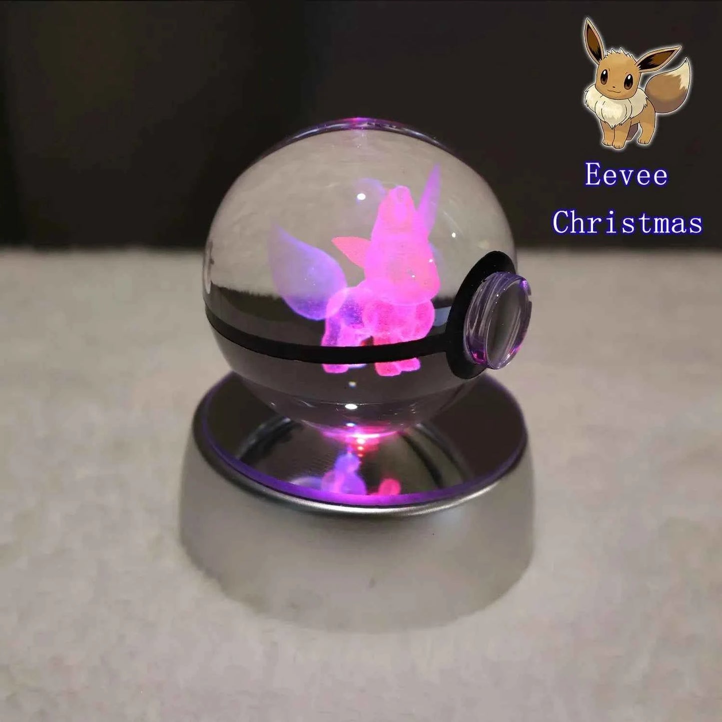 Bola Cristal 3D Pokémon Umbreon con Lámpara - Figura Cristal Pokeball Regalo Niños