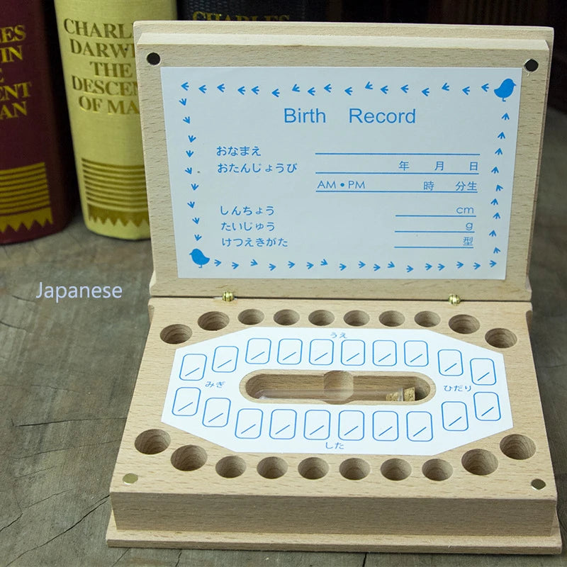 Caja Organizadora Dientes Bebé Forma Libro - Caja Recuerdos Dientes Leche Inglés Souvenir - Huellitas de Vida