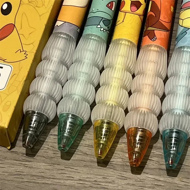 Bolígrafos Gel Pokémon Pikachu 5pcs - Papelería Anime Charmander Squirtle Material Escolar - Huellitas de Vida