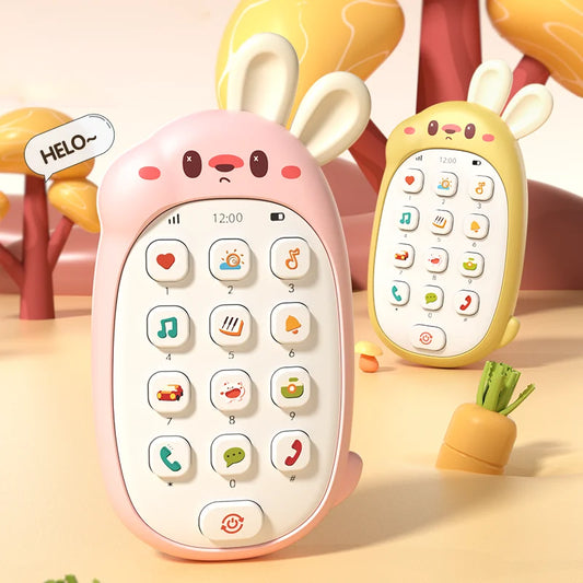 Teléfono de Juguete Conejo para Bebé - Musical Mordible Multifuncional - Huellitas de Vida
