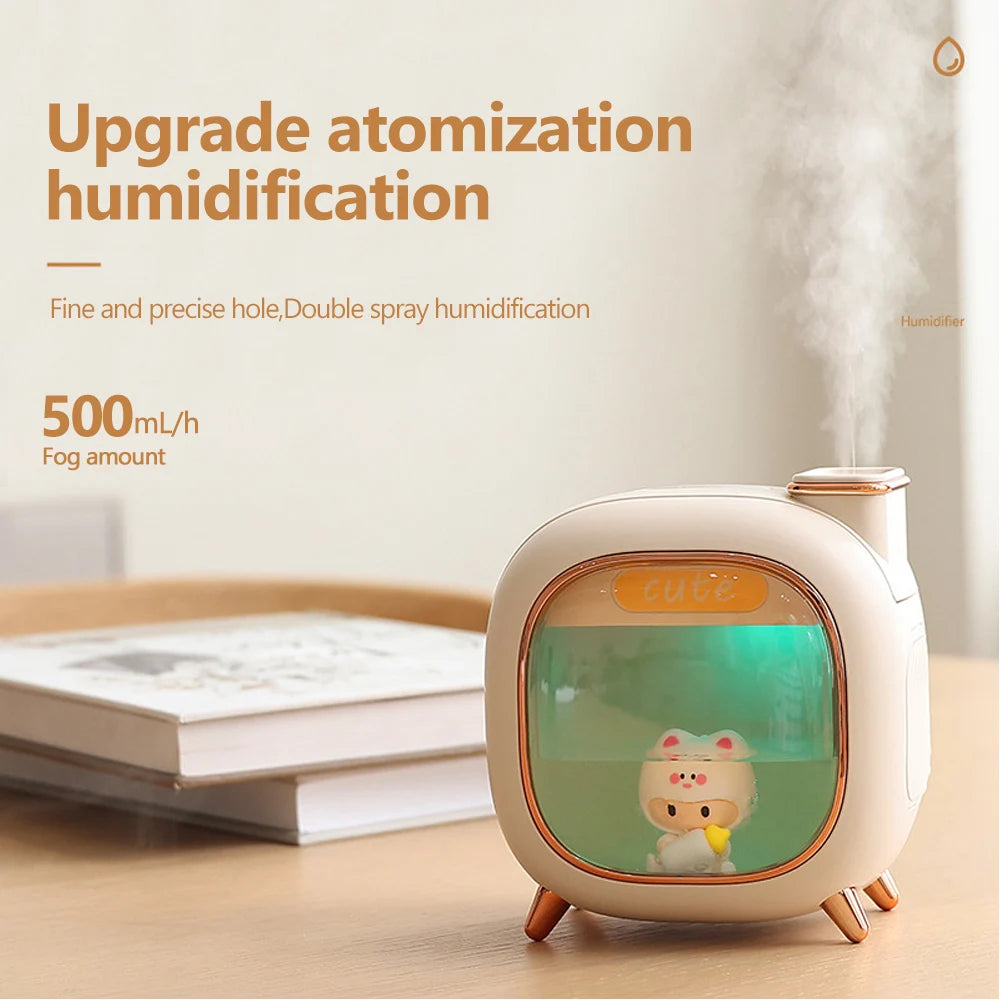 Humidificador Ultrasónico 500ml Muñecos Dibujos - Difusor Aromas Luz LED USB
