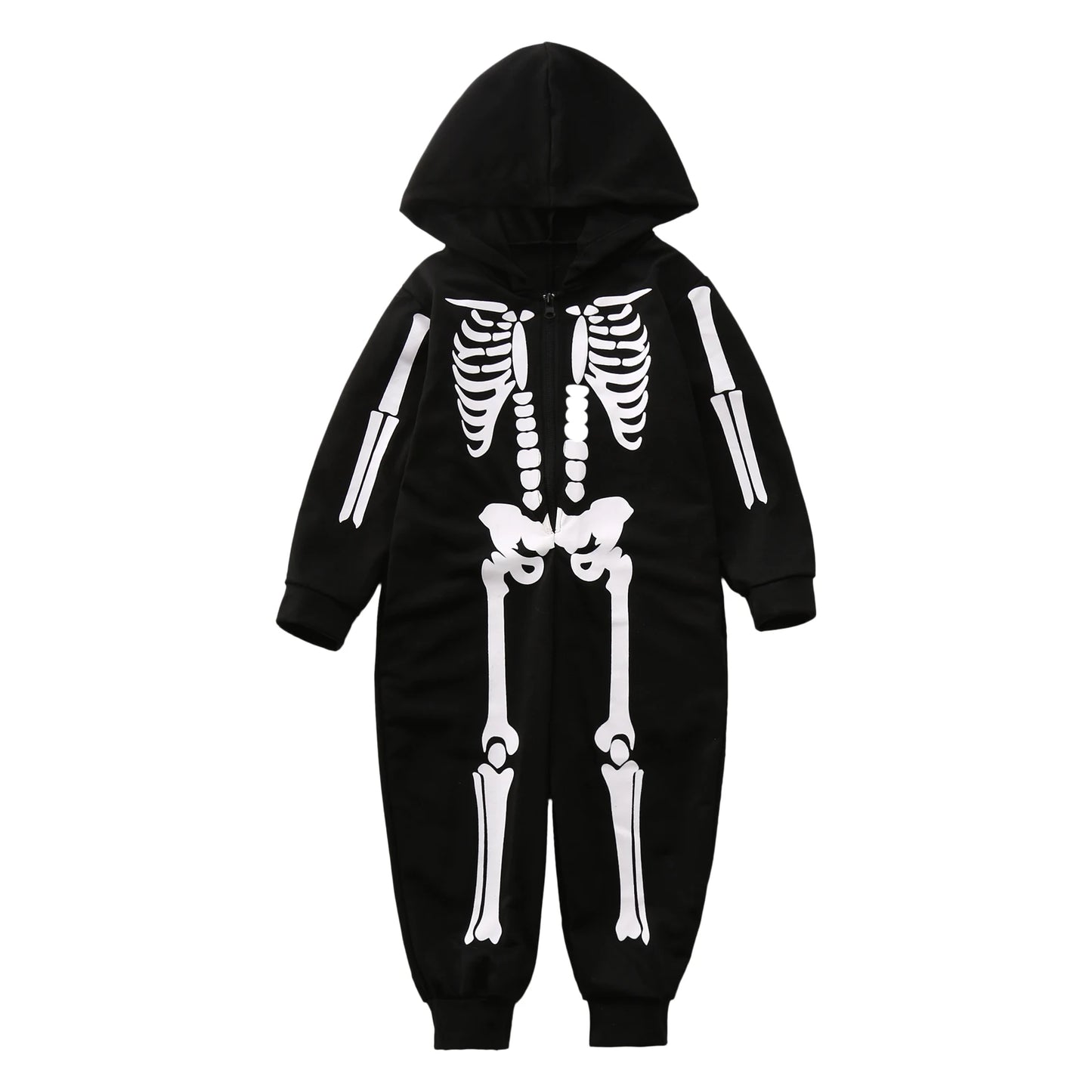Pijama Esqueleto Familia Halloween - Mono Capucha Cremallera Padres Niños - Huellitas de Vida