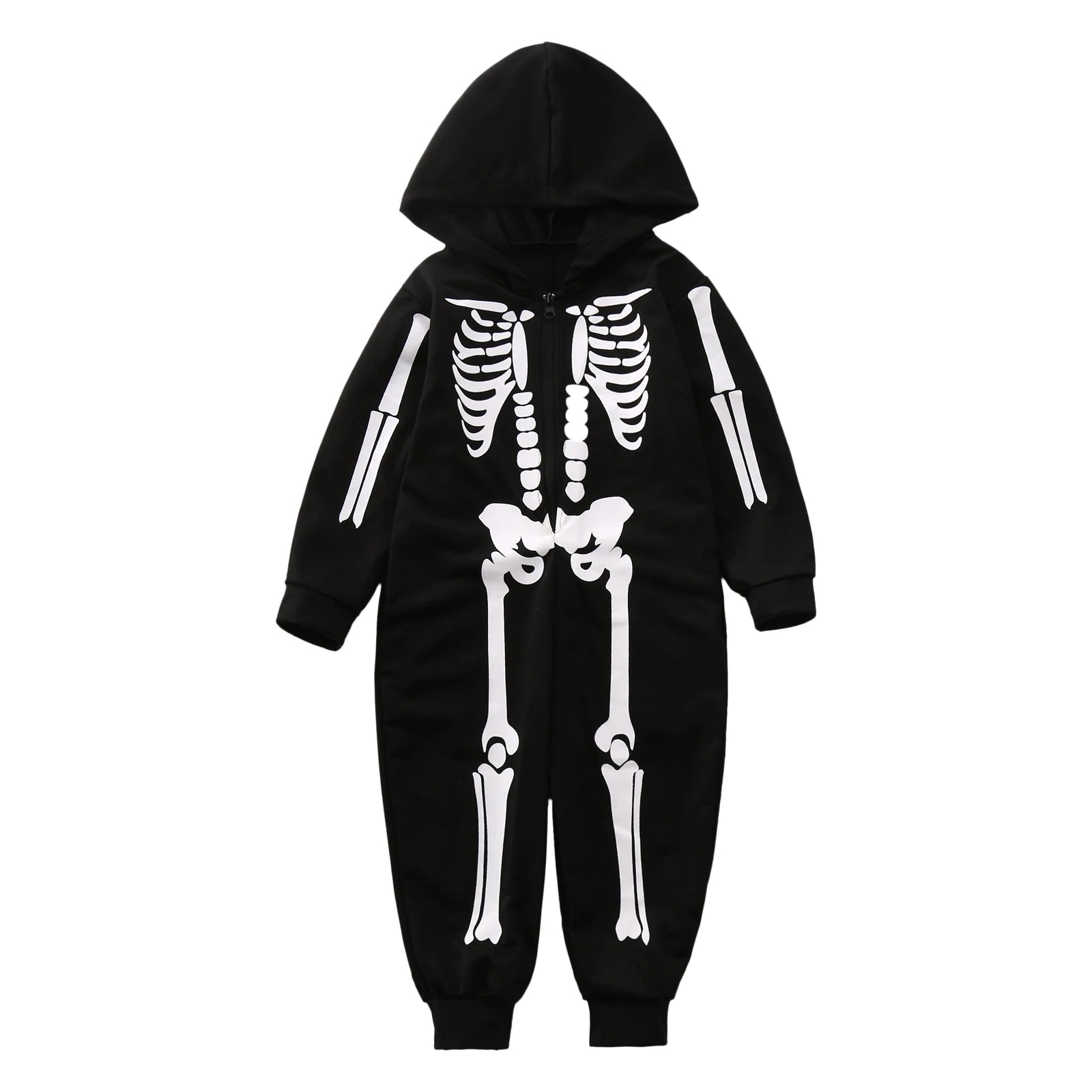 Pijama Esqueleto Familia Halloween - Mono Capucha Cremallera Padres Niños - Huellitas de Vida