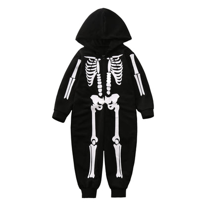 Pijama Esqueleto Familia Halloween - Mono Capucha Cremallera Padres Niños - Huellitas de Vida