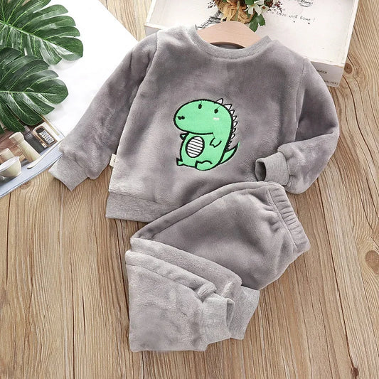 Pijama Franela Bebé Conjunto - Terciopelo Coral Cálido Dibujos Animados 2 Piezas - Huellitas de Vida