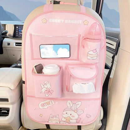 Organizador Asiento Trasero Coche Bebé - Protector Anti-Patadas Almacenamiento Dibujos Animados - Huellitas de Vida