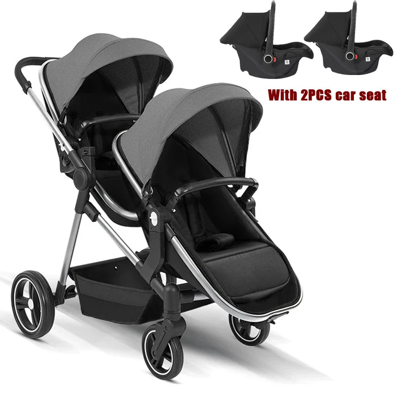 Cochecito Gemelar 3 en 1 Ultra Ligero 2 Sillas Coche - Plegable Multifuncional Gemelos