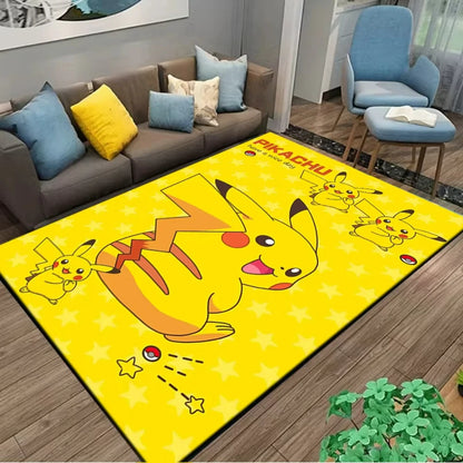 Alfombra Pikachu Pokémon 120x160cm - Tapete Antideslizante Habitación Niños Sala Juegos Anime - Huellitas de Vida