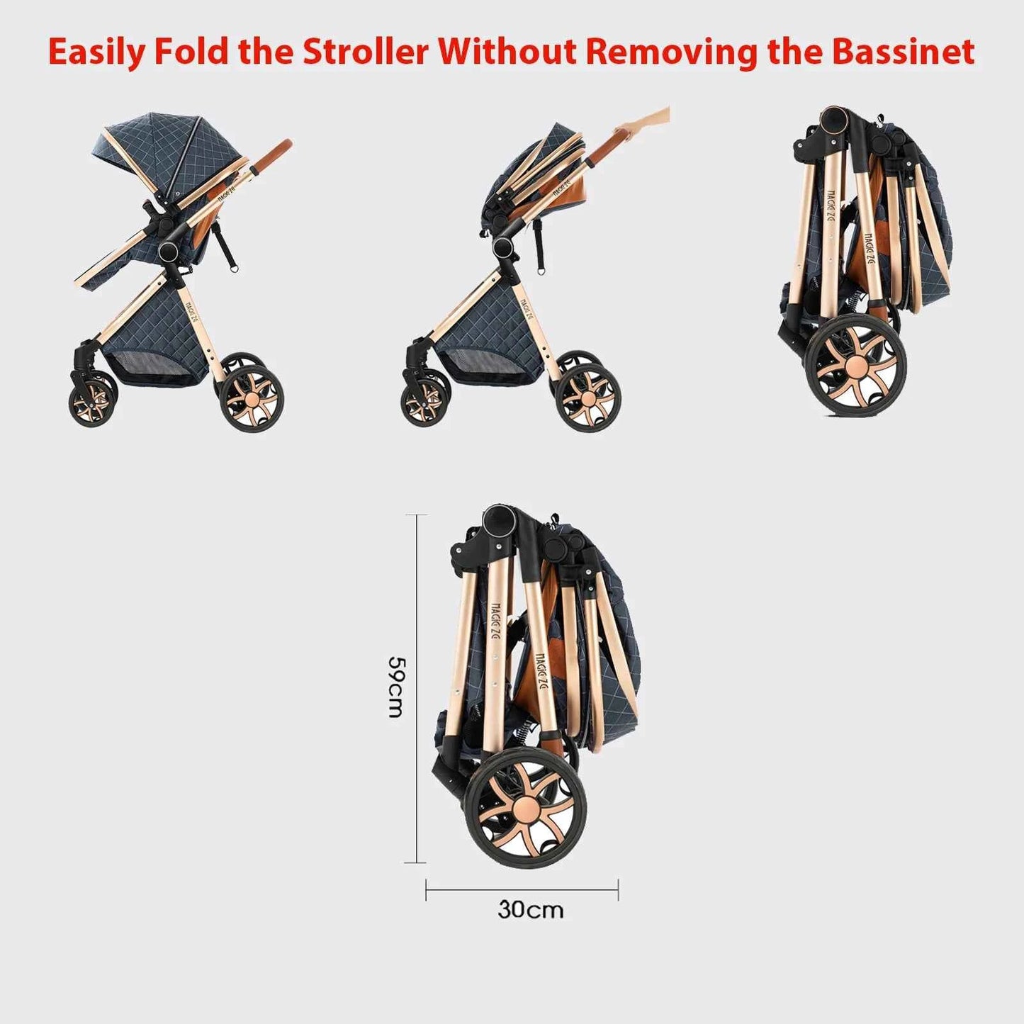 3-in-1 High Landscape Baby Stroller Travel System Bassinet Car Seat Lightweight Frame with One-Hand Folding Feature Baby Items