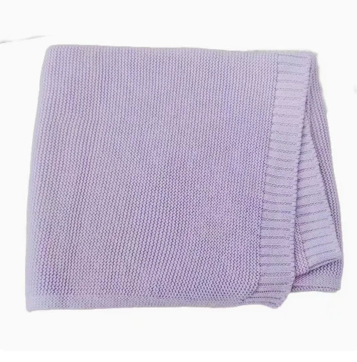 Manta Personalizada Algodón Tejido Bebé - Manta Bordada Nombre Recién Nacido Cochecito Azul Marino - Huellitas de Vida