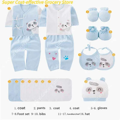 Gift box 18piece/lot Newborn Baby Clothes For Girls Boys Sets 100% Cotton Infant Spring Autumn Soft Boy Clothing New born Hat