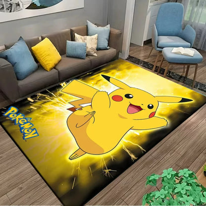 Alfombra Pikachu Pokémon 120x160cm - Tapete Antideslizante Habitación Niños Sala Juegos Anime - Huellitas de Vida