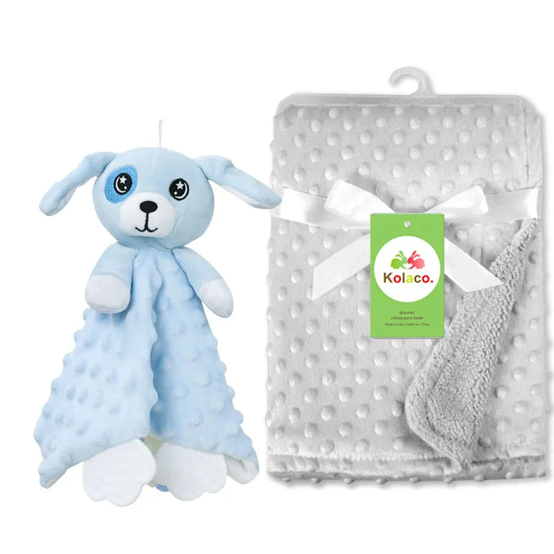 Set Manta Personalizada Muñeco Seguridad Bebé - Manta Nombre Animal Cochecito Regalo 2 Piezas - Huellitas de Vida