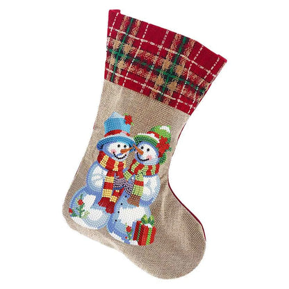 Calcetín Navidad Diamantes Chimenea - Muñeco Nieve Búho Pino Decoración Familiar