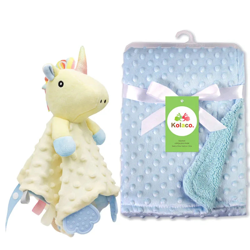 Set Manta Personalizada Muñeco Seguridad Bebé - Manta Nombre Animal Cochecito Regalo 2 Piezas - Huellitas de Vida