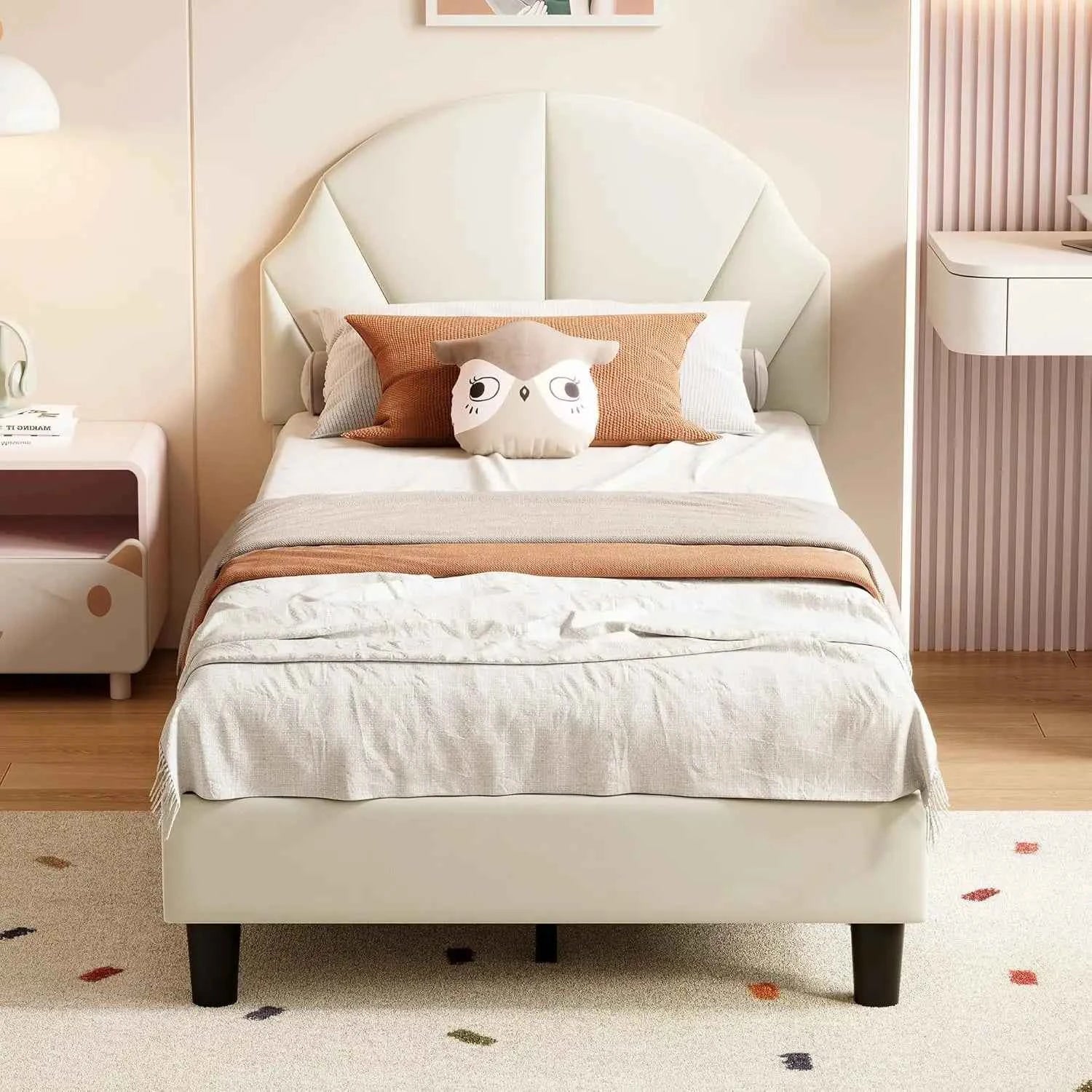 Cama Infantil Princesa 90x200 Acolchada Altura Ajustable - Cabecero Corona LED