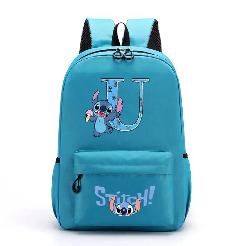 Mochila Disney Stitch para Niños - Letras A-Z Escolar Ligera y Adorable - Huellitas de Vida
