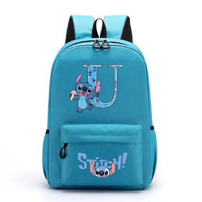 Mochila Disney Stitch para Niños - Letras A-Z Escolar Ligera y Adorable - Huellitas de Vida