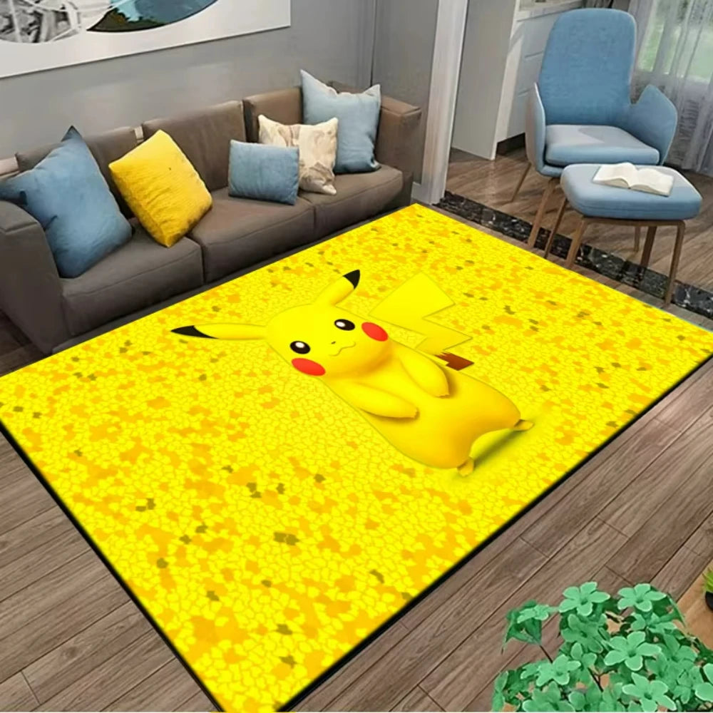 Alfombra Pikachu Pokémon 120x160cm - Tapete Antideslizante Habitación Niños Sala Juegos Anime - Huellitas de Vida