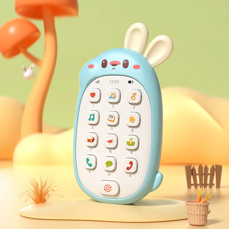 Teléfono de Juguete Conejo para Bebé - Musical Mordible Multifuncional - Huellitas de Vida