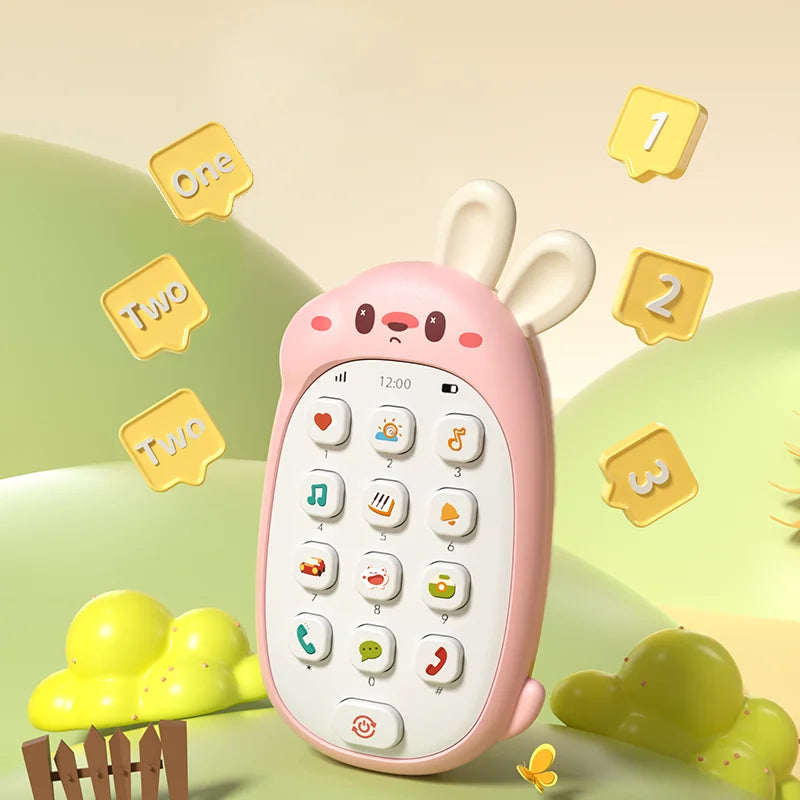 Teléfono de Juguete Conejo para Bebé - Musical Mordible Multifuncional - Huellitas de Vida