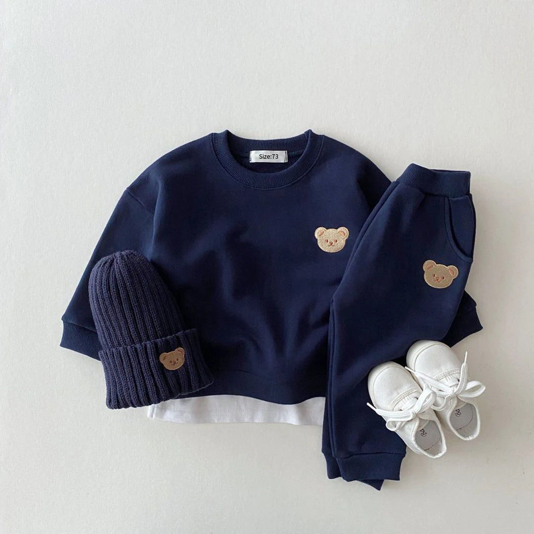 Conjunto Ropa Bebé Niño Niña Otoño - Sudadera Oso Deportivo + Pantalón 2 Piezas - Huellitas de Vida