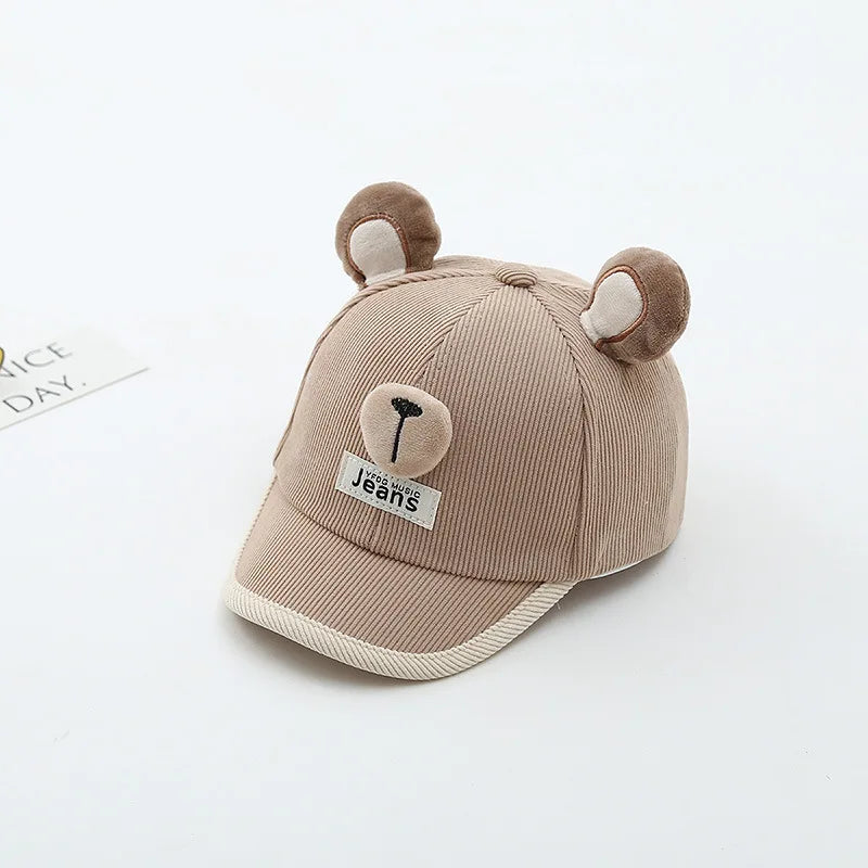 Gorra Bebé Orejas Oso - Gorro Baseball Algodón Primavera Protección Solar - Huellitas de Vida