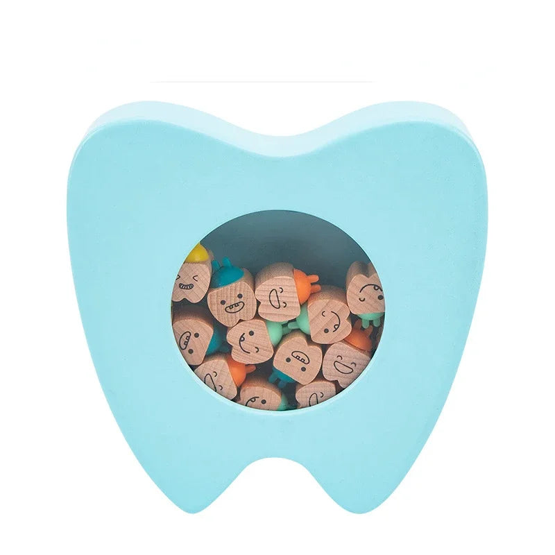 Caja Almacenamiento Dientes Madera Bebé - Caja Keepsakes Colección Cabello Fetal Azul Conmemorativa - Huellitas de Vida