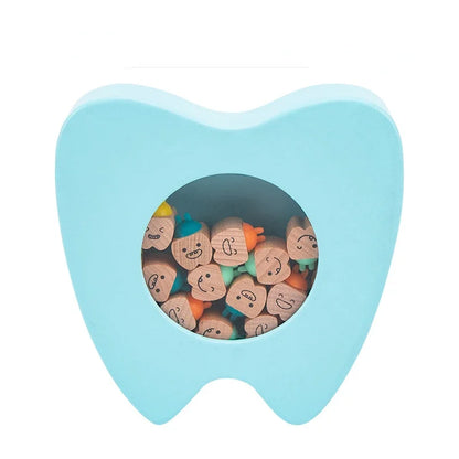 Caja Almacenamiento Dientes Madera Bebé - Caja Keepsakes Colección Cabello Fetal Azul Conmemorativa - Huellitas de Vida