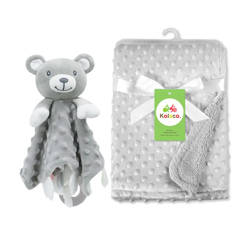 Set Manta Personalizada Muñeco Seguridad Bebé - Manta Nombre Animal Cochecito Regalo 2 Piezas - Huellitas de Vida