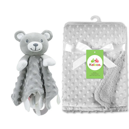 Set Manta Personalizada Muñeco Seguridad Bebé - Manta Nombre Animal Cochecito Regalo 2 Piezas - Huellitas de Vida